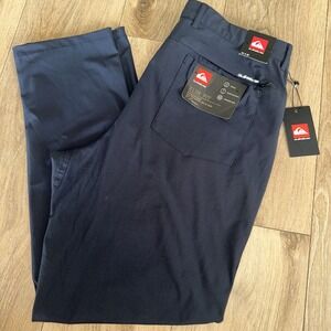 Quiksilver Stretch Tech Woven Slim Fit Golf Pants Men 34x30 Iron Zip Pocket NEWl